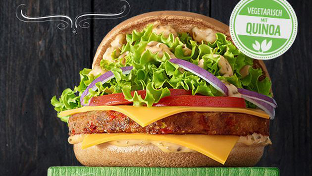 McDonalds hamburger with quinoa, Veggie Clubhouse.