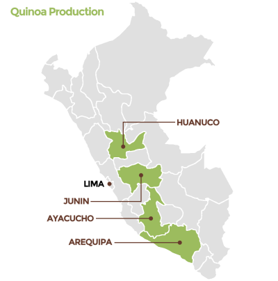 Sitios de producción de quinua OrganicCrops en Perú